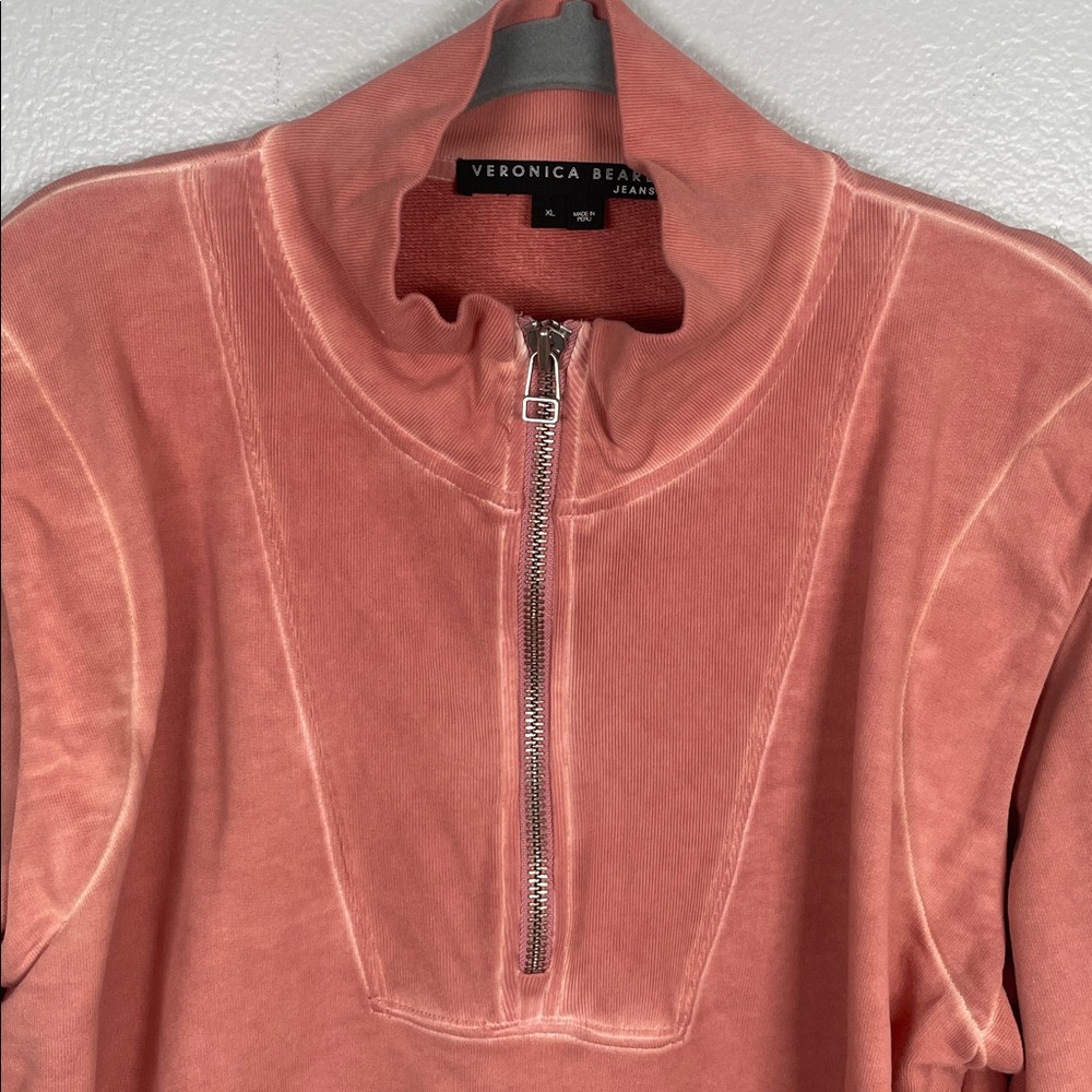 Veronica Beard Dusty Rose Half-Zip Sweatshirt - Picture 2 of 7